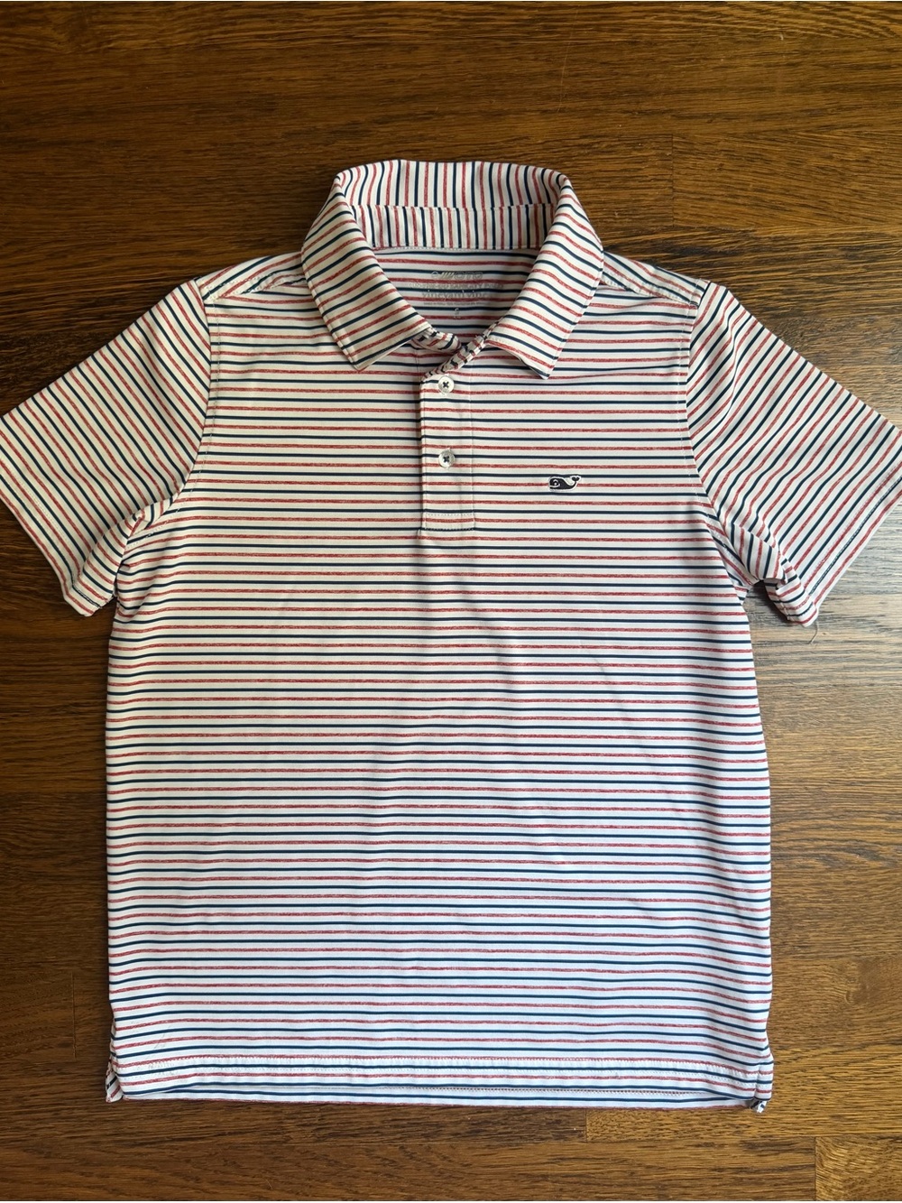 Vineyard Vines Red & Navy Stripe Sankaty Polo S